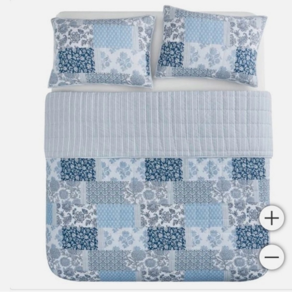 Caro Home 3 Piece Cotton Quilt Set, Mahika Patchwork
